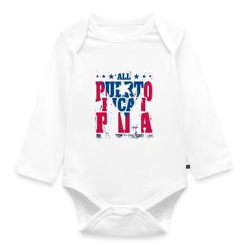Ganz puerto-ricanischer Papa Puerto Rico Vater - Baby Bio-Langarm-Body - Weiß - Vorne