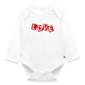 LOVE - rouge et noir - Body Bébé bio manches longues - blanc - Devant