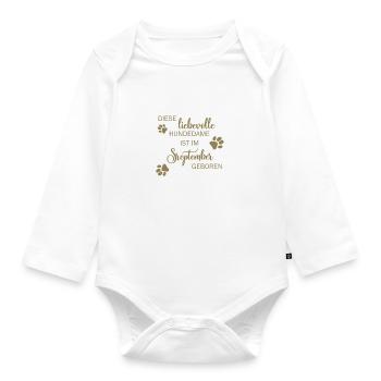 Liebevolle Hundedame September Geburtsmonat - Baby Bio-Langarm-Body - Weiß - Vorne