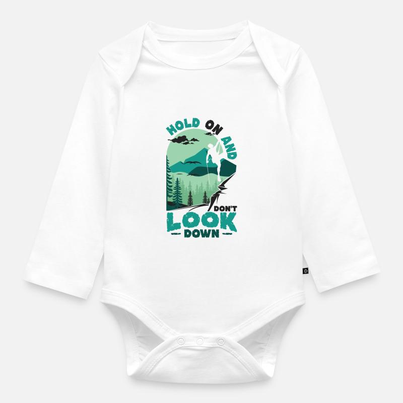 Don't Look Down Bouldern,Felsklettern. - Baby Bio-Langarm-Body - Weiß