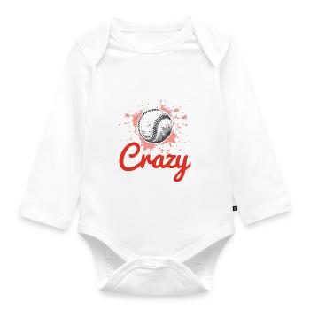 Pitches Be Crazy Lustige Baseball Sport Spieler - Baby Bio-Langarm-Body - Weiß - Vorne