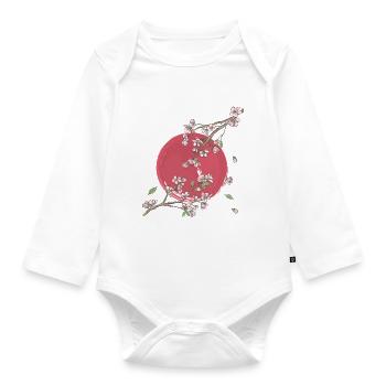Japanese Cherry Blossom Sakura - Organic Longsleeve Baby Bodysuit - white - Front