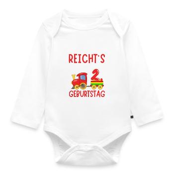 2. Geburtstag Geburtstagsgeschenk mit Eisenbahn - Baby Bio-Langarm-Body - Weiß - Vorne