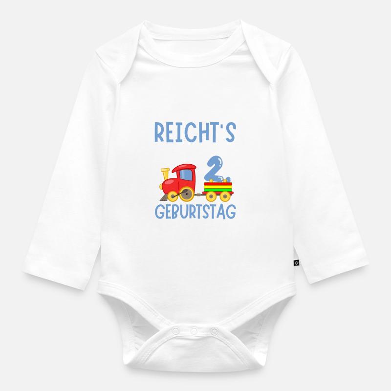 2. Geburtstag Geburtstagsgeschenk mit Eisenbahn - Baby Bio-Langarm-Body - Weiß