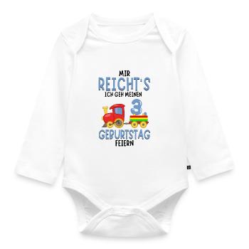 3. Geburtstag Geburtstagsgeschenk mit Eisenbahn - Baby Bio-Langarm-Body - Weiß - Vorne
