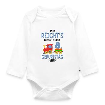 8. Geburtstag Geburtstagsgeschenk mit Eisenbahn - Baby Bio-Langarm-Body - Weiß - Vorne