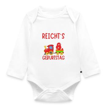 8. Geburtstag Geburtstagsgeschenk mit Eisenbahn - Baby Bio-Langarm-Body - Weiß - Vorne