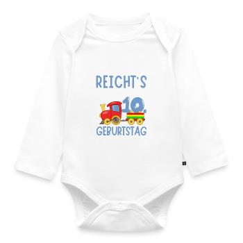 10. Geburtstag Geburtstagsgeschenk mit Eisenbahn - Baby Bio-Langarm-Body - Weiß - Vorne