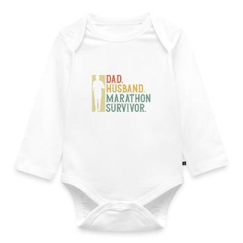 Père. Mari. Survivant du marathon - Body Bébé bio manches longues - blanc - Devant