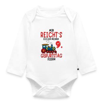 9. Geburtstag Geburtstagsgeschenk mit Eisenbahn - Baby Bio-Langarm-Body - Weiß - Vorne