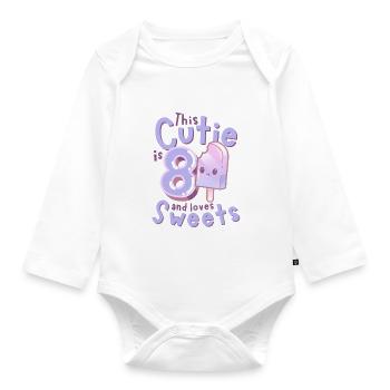 8. Geburtstag Kawaii Eis Geschenkidee für Mädchen - Baby Bio-Langarm-Body - Weiß - Vorne