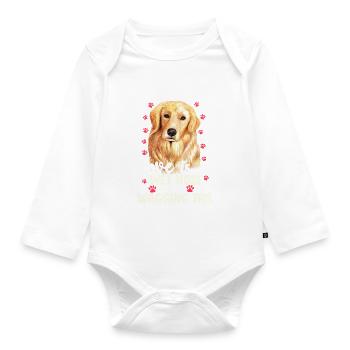Golden Retriever Love Is Wet Nose Wagging Tail - Organic Longsleeve Baby Bodysuit - white - Front