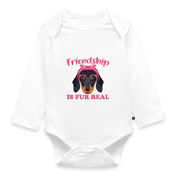 Dackel Freundschaft Ist Pelz Echt Lustige - Baby Bio-Langarm-Body - Weiß - Vorne