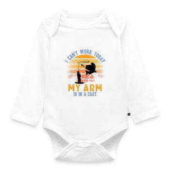 Angler Fish Fishing Rod Fishing Claim - Organic Longsleeve Baby Bodysuit - white - Front