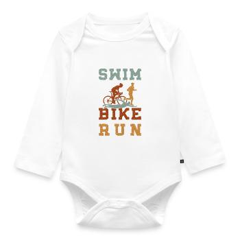 Triathlon Training Triathlet Geschenk - Baby Bio-Langarm-Body - Weiß - Vorne