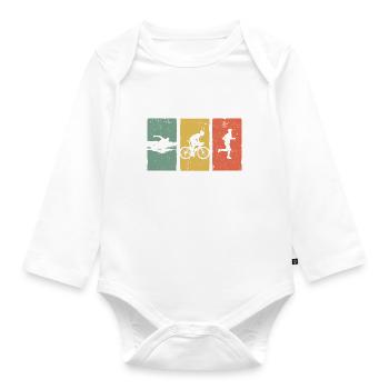 Triathlon Training Triathlet Lustiger Triathlon - Baby Bio-Langarm-Body - Weiß - Vorne