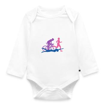 Triathlon Training Triathlet Frauen Mama - Baby Bio-Langarm-Body - Weiß - Vorne