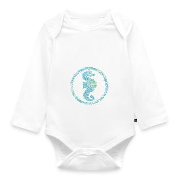 Seepferdchen Bestanden Abzeichen Tauchen Geschenk - Baby Bio-Langarm-Body - Weiß - Vorne