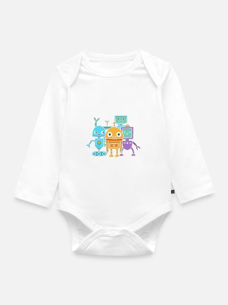 Roboter Robotik Ingenieur Kostüm Roboter - Baby Bio-Langarm-Body - Weiß
