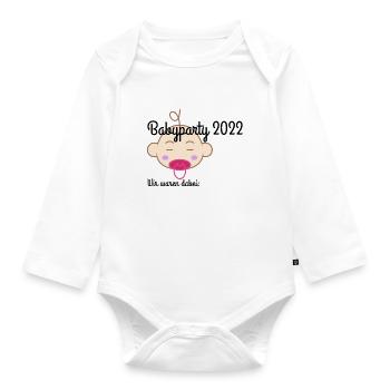 Babyparty 2022 Baby Mädchen Gästebuch Baby Party - Baby Bio-Langarm-Body - Weiß - Vorne