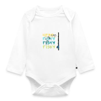 Süß hier Fischig Fisch Angeln Liebhaber Fischer Liebe - Baby Bio-Langarm-Body - Weiß - Vorne