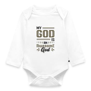 Mein Gott ist ein großartiger Gott. - Baby Bio-Langarm-Body - Weiß - Vorne