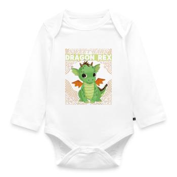 Bébé fille, bébé garçon, petit dinosaure, disant - Body Bébé bio manches longues - blanc - Devant