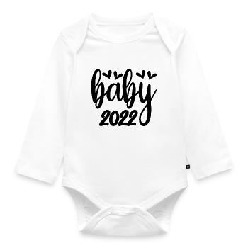 Baby 2022 Pregnancy Announce Baby Birth - Organic Longsleeve Baby Bodysuit - white - Front