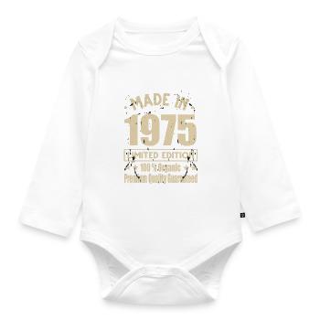 Made in 1975 Vintage Retro Limited Edition - Baby Bio-Langarm-Body - Weiß - Vorne