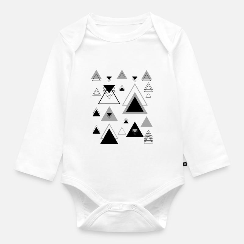 Triangles Forme Minimaliste Abstrait Géométrie - Body Bébé bio manches longues - blanc