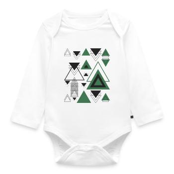 Dreiecke Minimalistische Geometrie Schwarz Abstrakt Grün - Baby Bio-Langarm-Body - Weiß - Vorne