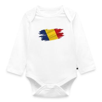 Flag Patriot Gift Home Country Flag Romania - Body ecologico per neonato a manica lunga - bianco - Fronte