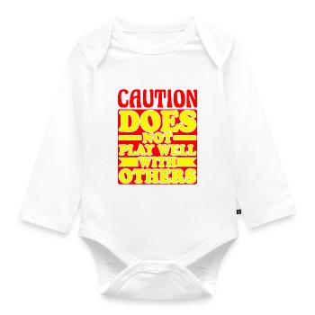 Caution does not play well with others 34 - Organic Longsleeve Baby Bodysuit - white - Front