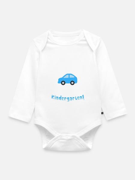 Kindergarten Kindergartenkind | Auto | Krippe - Baby Bio-Langarm-Body - Weiß