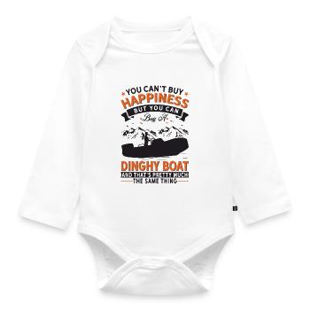 You can't buy happiness, but Dinghy Boat - Organic Longsleeve Baby Bodysuit - white - Front