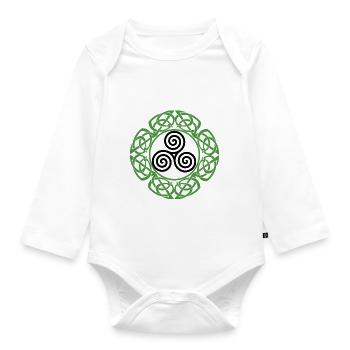 Celtic Ireland Viking Celtic Knot Pattern Tree - Organic Longsleeve Baby Bodysuit - white - Front
