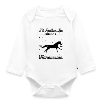 Riding a Hanoverian Horse - Organic Longsleeve Baby Bodysuit - white - Front