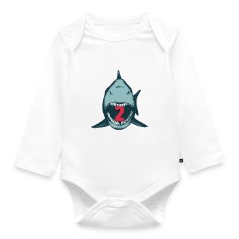 Megalodon Hai 2nd birthday 2 years Megalodon - Organic Longsleeve Baby Bodysuit - white - Front