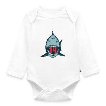 Megalodon Hai 14th birthday 14 years Megalodon - Organic Longsleeve Baby Bodysuit - white - Front