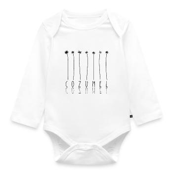 Palme - Yucatan -Halbinsel Cozumel - Baby Bio-Langarm-Body - Weiß - Vorne