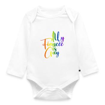 Meine Verlobte ist schwul - Lesbische Hochzeit - Baby Bio-Langarm-Body - Weiß - Vorne
