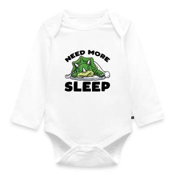 Need More Sleep Triceratops Dinosaurs - Organic Longsleeve Baby Bodysuit - white - Front