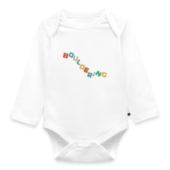 Bouldern, Klettern Freiklettern Kletterhalle - Baby Bio-Langarm-Body - Weiß - Vorne