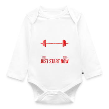 Stop Saying Tomorrow, Just Start Now 4 - Organic Longsleeve Baby Bodysuit - white - Front