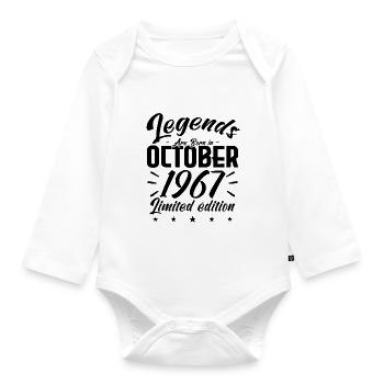 LEGENDS ARE BORN IN OCTOBER 1967 Jubiläumsgeschenk - Baby Bio-Langarm-Body - Weiß - Vorne