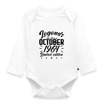LEGENDS ARE BORN IN OCTOBER 1964 - anniversary gif - Organic Longsleeve Baby Bodysuit - white - Front