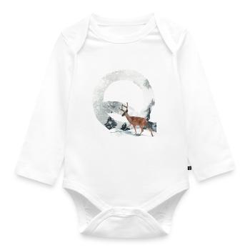Q – decorative character – winter - Organic Longsleeve Baby Bodysuit - white - Front
