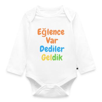 Türkisch Kinder Eglence - Baby Bio-Langarm-Body - Weiß - Vorne