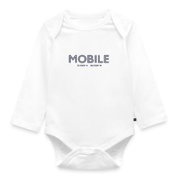 USA City Coordinates - Mobile - Organic Longsleeve Baby Bodysuit - white - Front