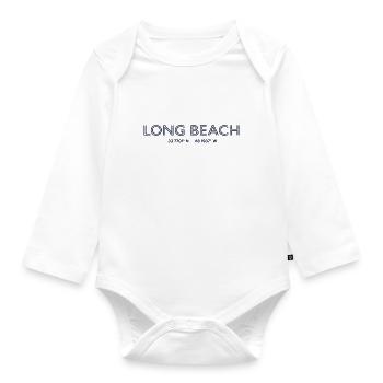 USA City Coordinates - Long Beach - Organic Longsleeve Baby Bodysuit - white - Front
